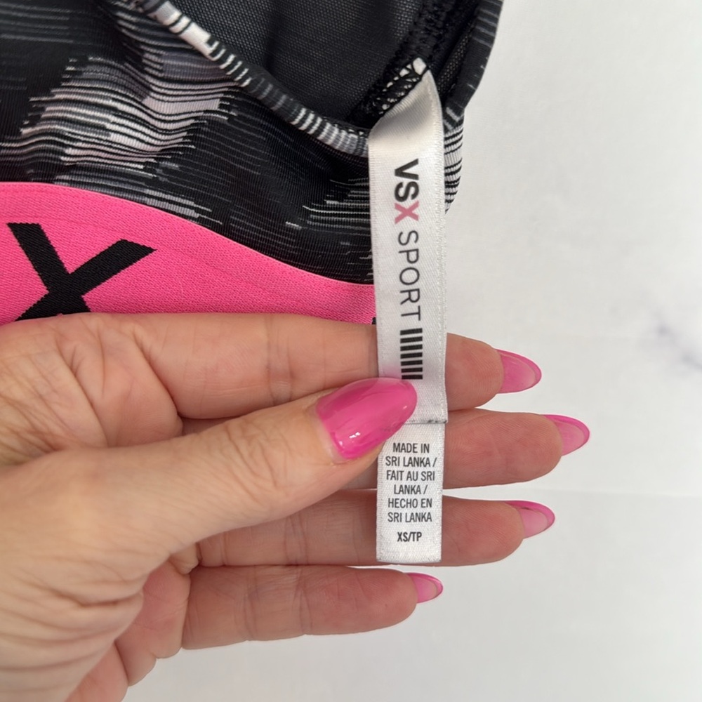 VICTORIA’S SECRET VSX Player Shorts & Sports Bra Set Black White Pink - Picture 7 of 14